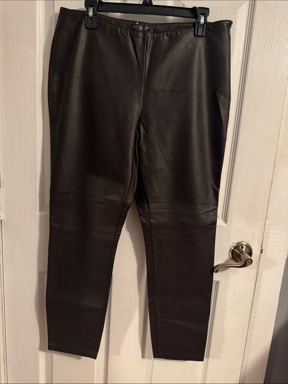 VENUS Brown Faux Leather Pants